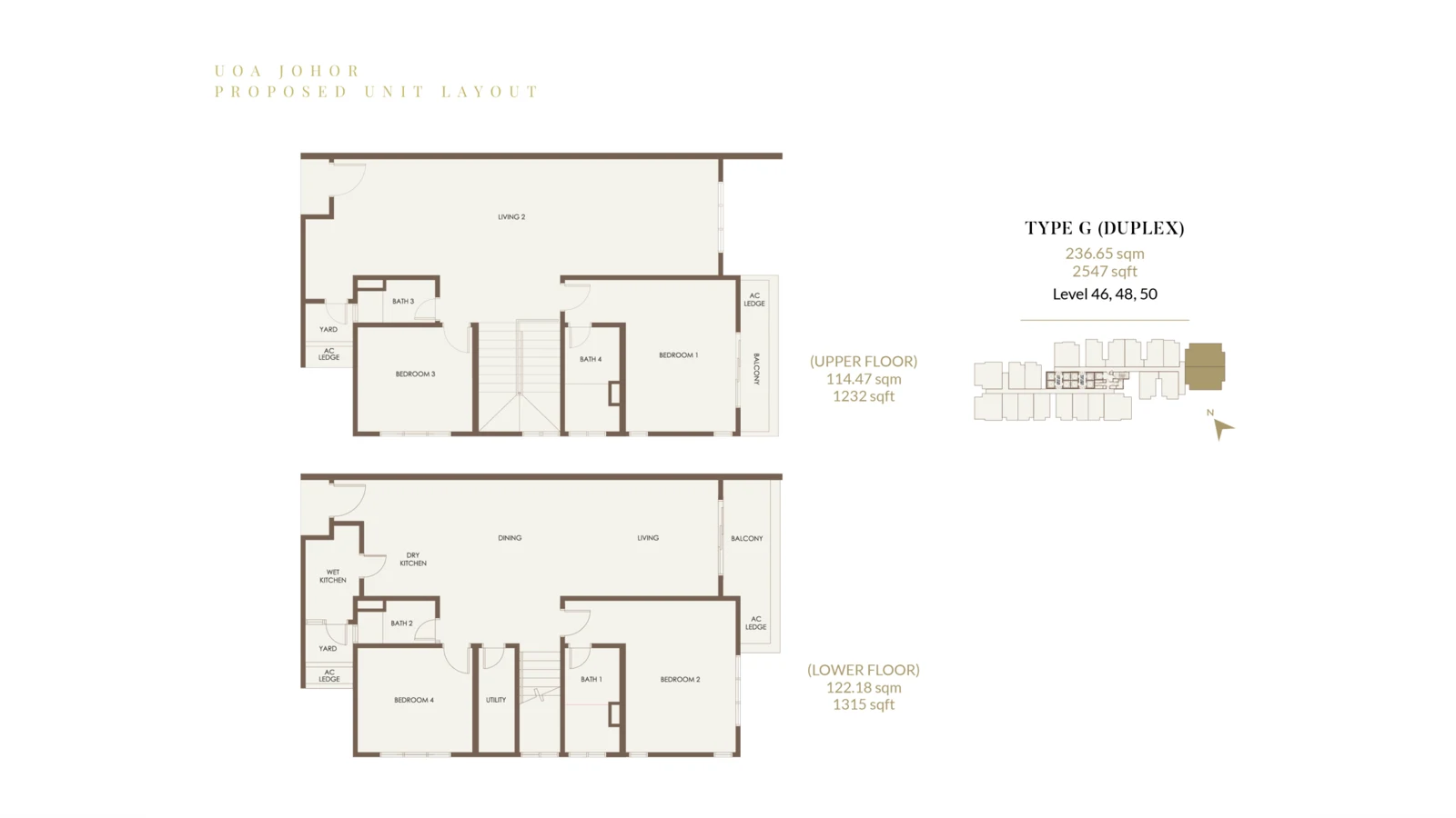 Aethera Residences Type G duplex floor plan — 2,547 sq ft