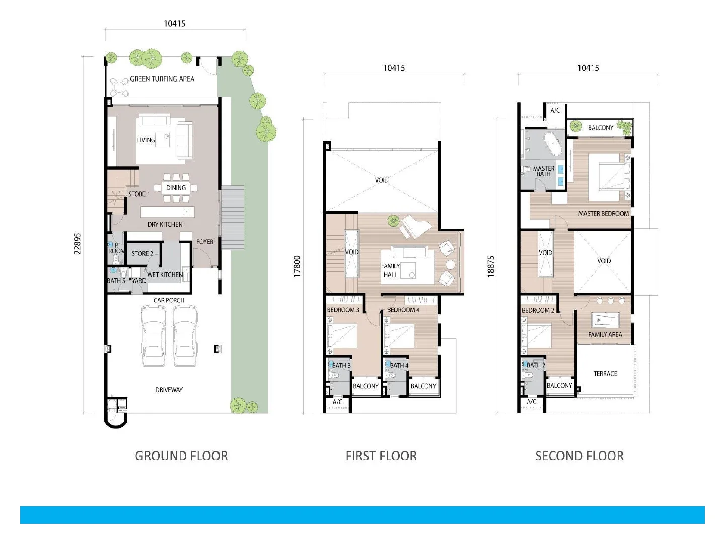 Alstonia Garden Villa corner unit floor plans — 3,600 sq ft, 4+2 bedrooms