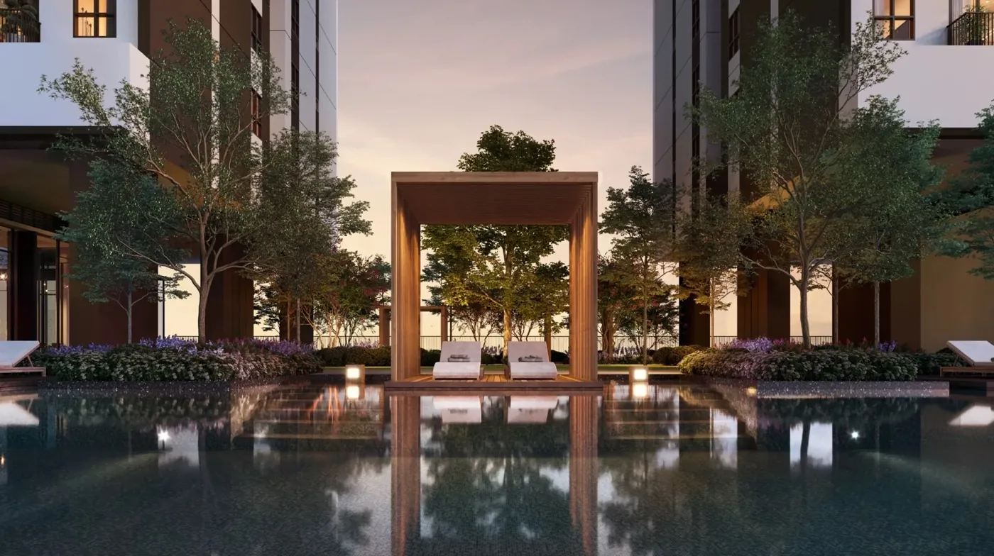Aras Residences OUG by WCT — poolside cabana, artist's impression