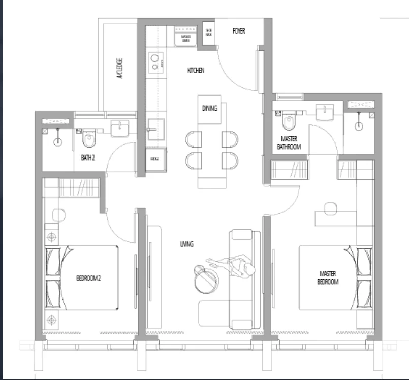 Arden Type A floor plan — 797 sq ft, 2 bedrooms
