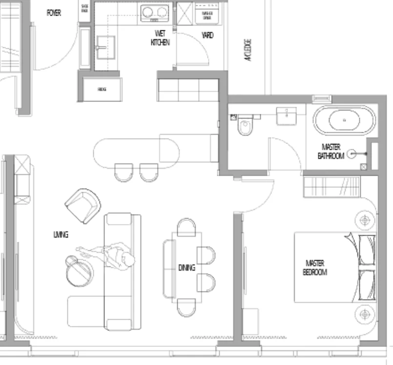 Arden Type B floor plan — 1,130 sq ft, 3 bedrooms