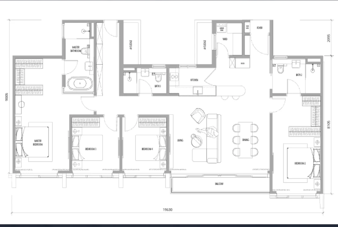 Arden Type C floor plan — 1,700 sq ft, 4 bedrooms