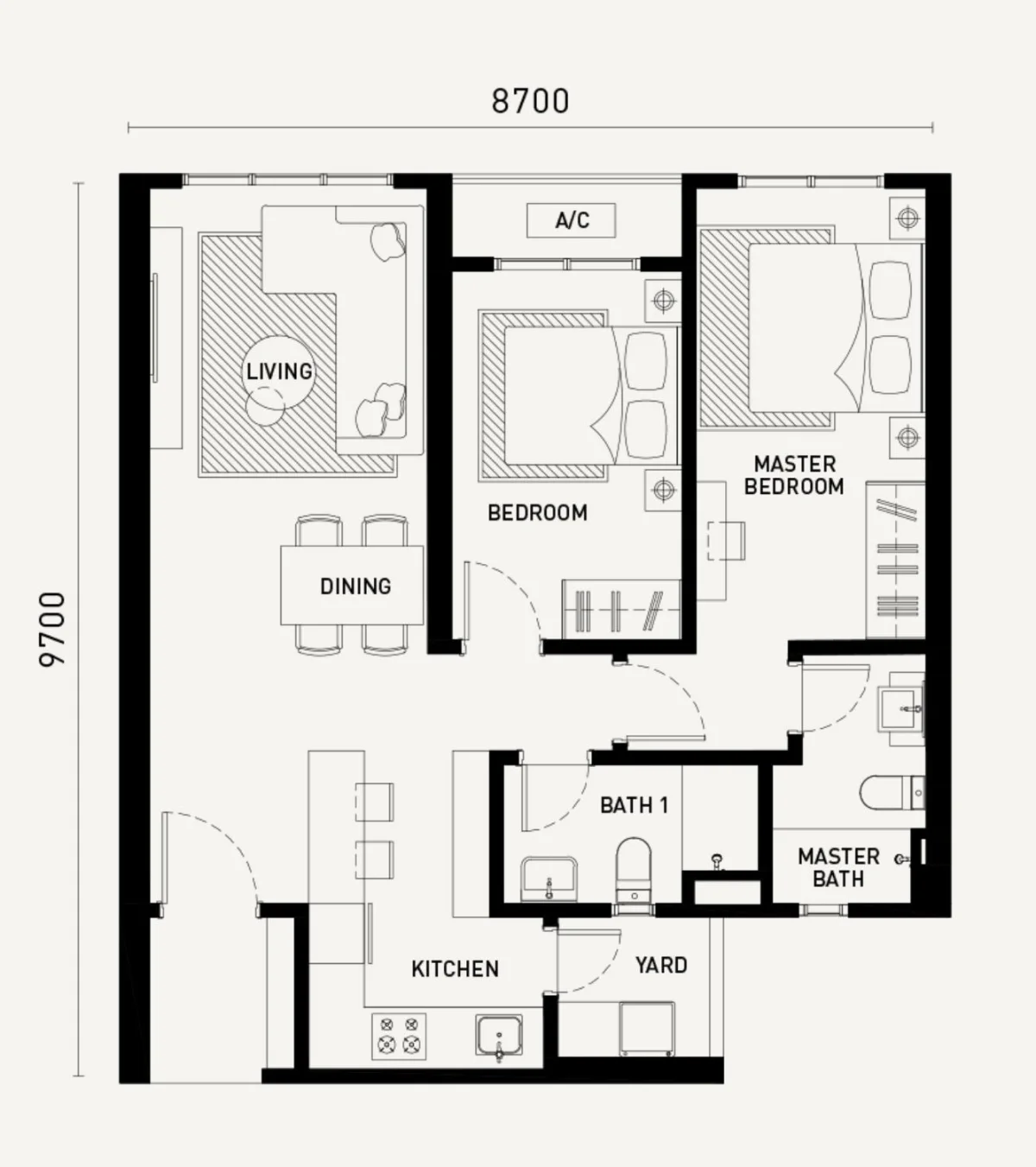 Arunya Residences Type B floor plan