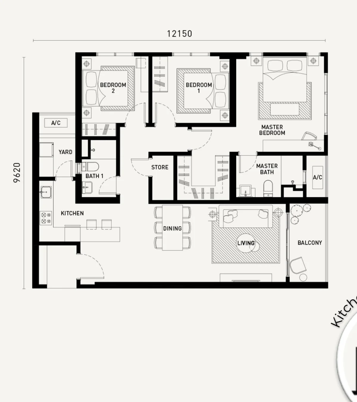 Arunya Residences Type E floor plan
