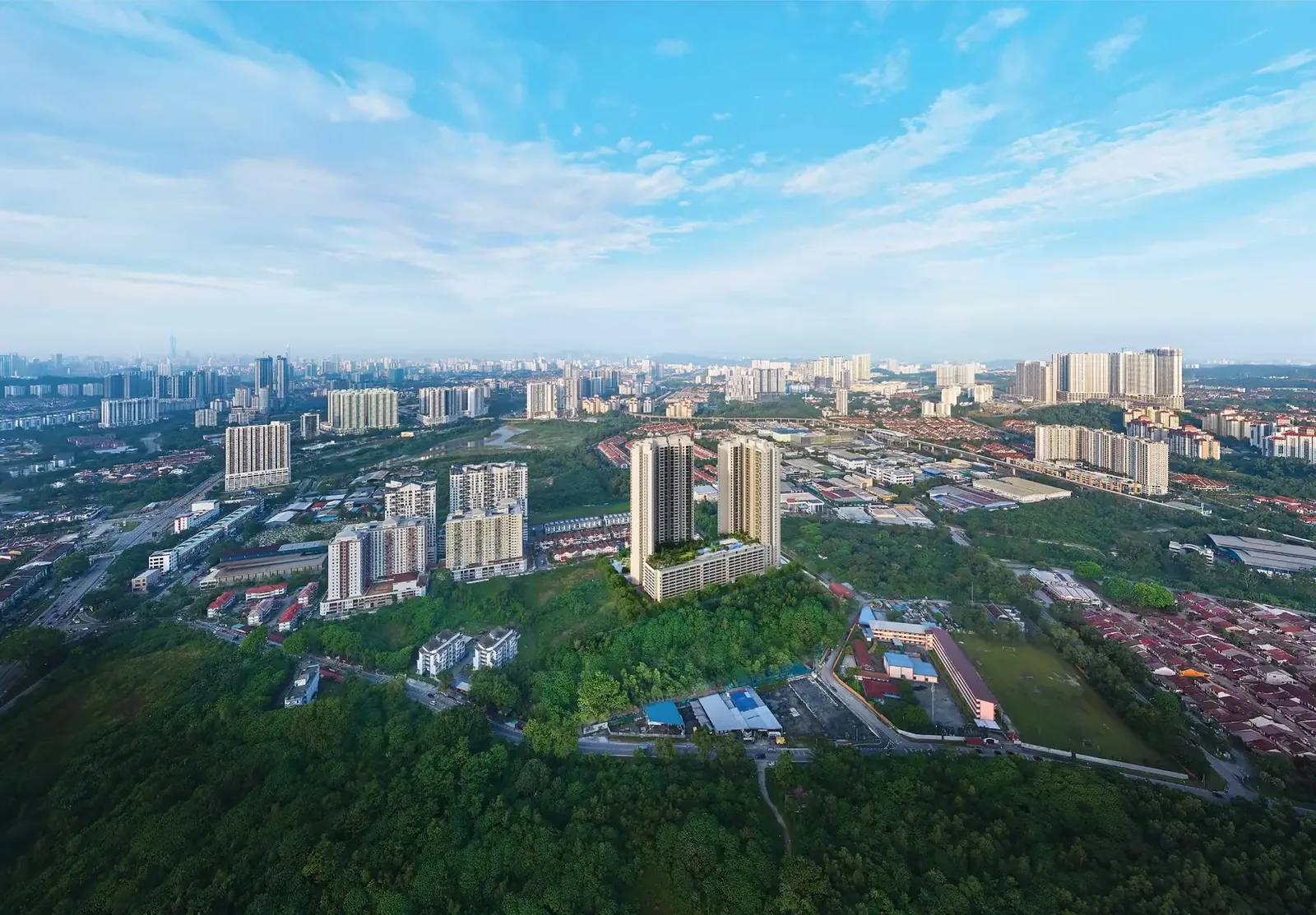 Ayanna Resort Residences @ Bukit Jalil twin towers, aerial view