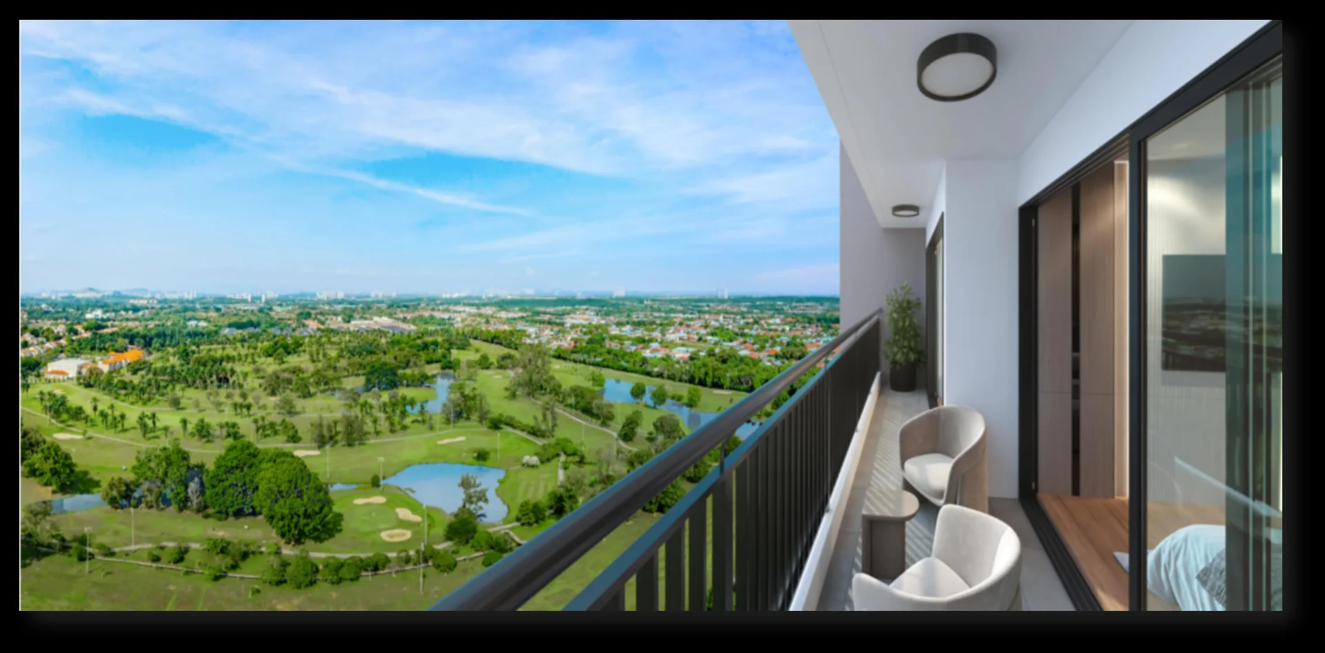Bayu Timur Residences balcony view over the golf course, artist's impression