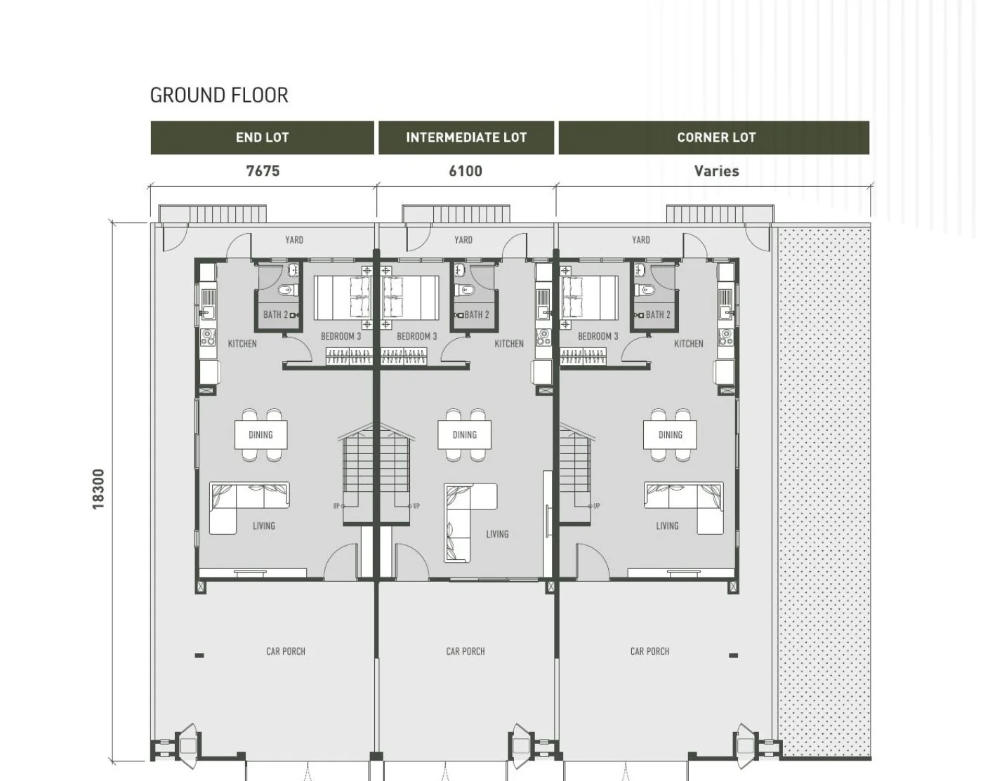 Botanica Hills Type B ground floor plan — living, dining, kitchen, bedroom 3
