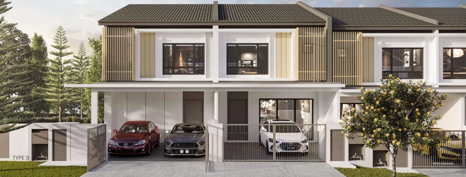 Botanica Hills Type B terrace house facade, artist's impression