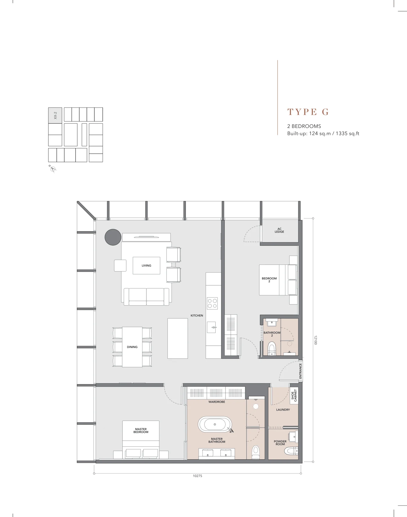 Conlay Signature Suites Type G floor plan — 1,335 sq ft, 2 bedrooms