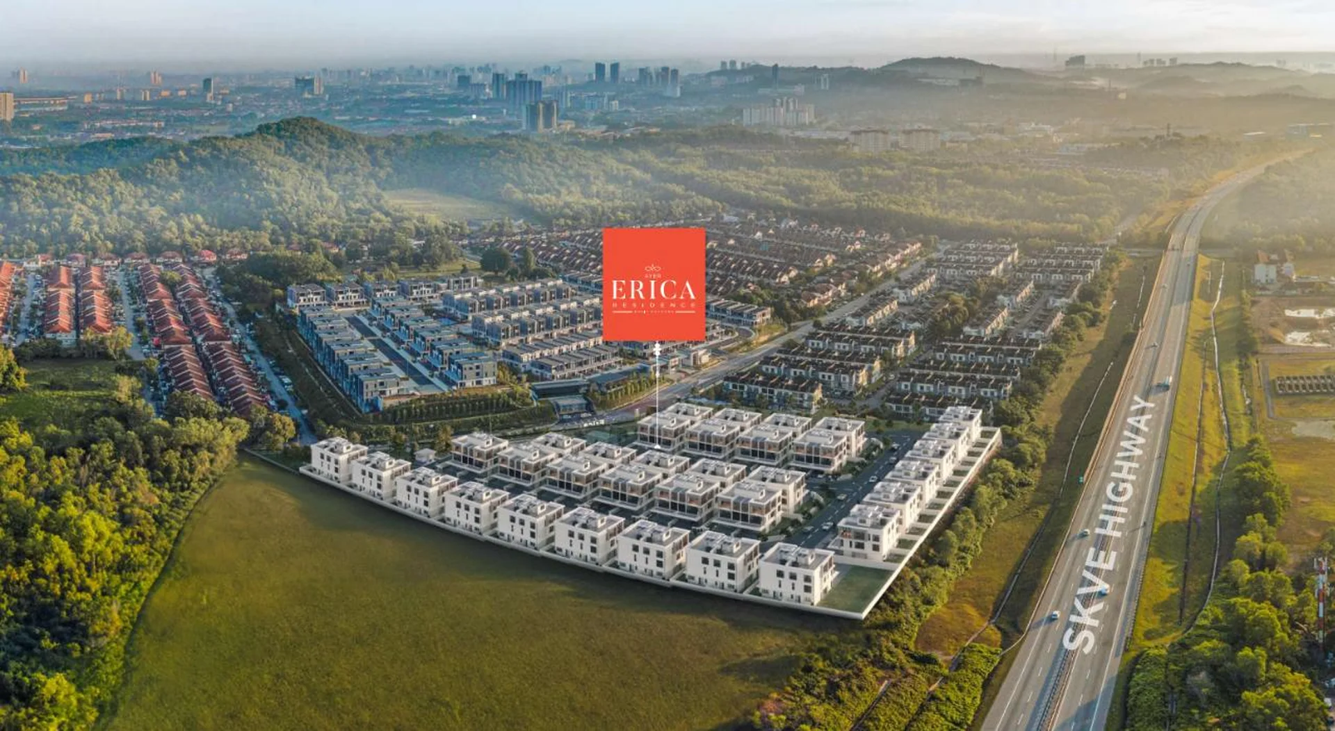 Aerial view of Erica Residence beside the SKVE Highway, artist's impression