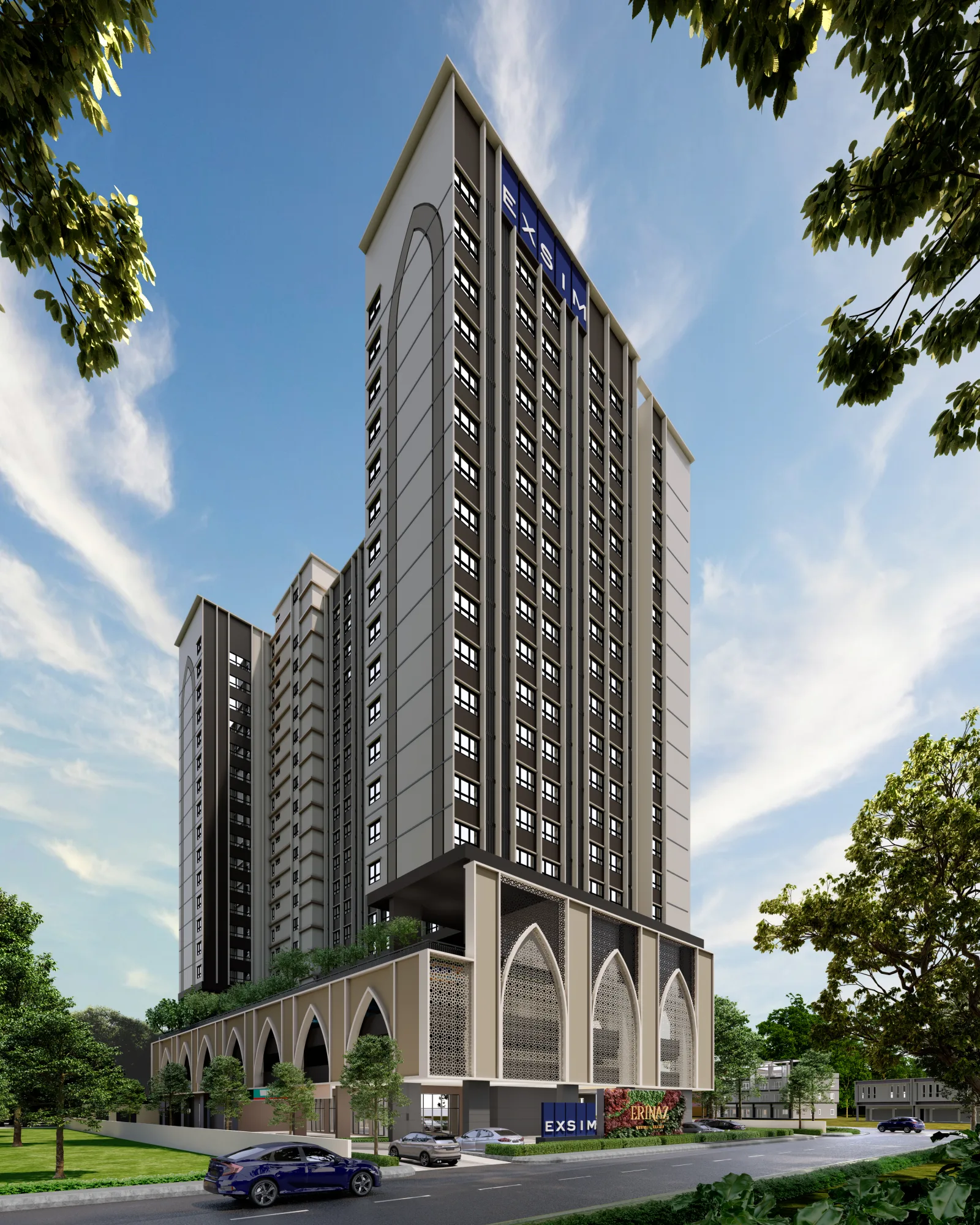 Erinaz Suites @ Kubang Kerian facade, artist's impression