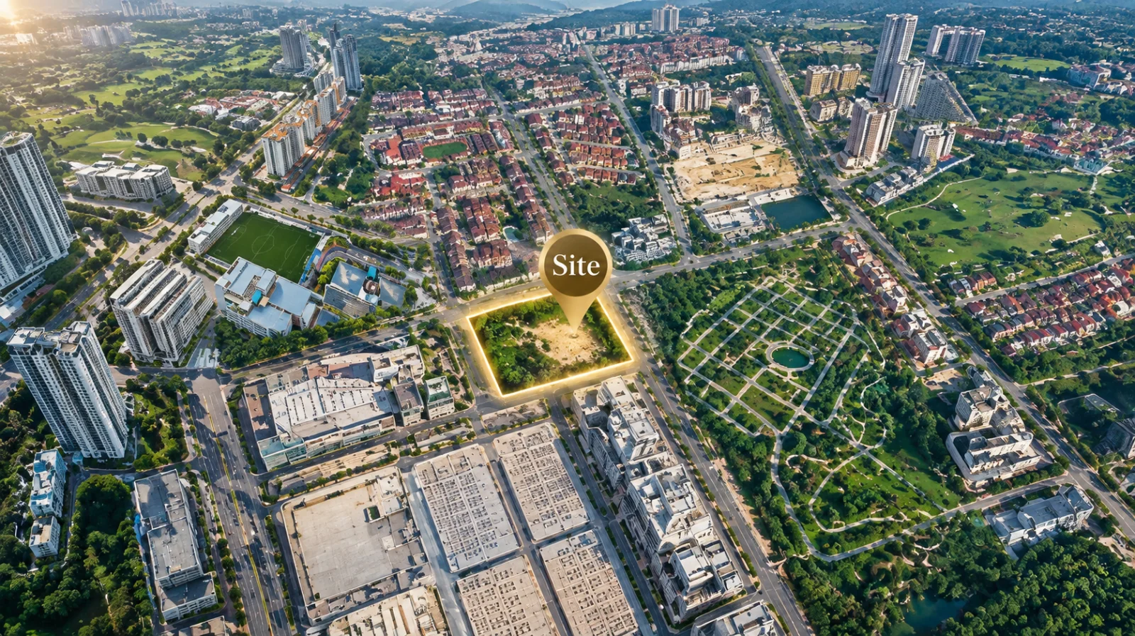 Aerial view of the EXSIM site in Bukit Jalil, opposite Bukit Jalil Recreational Park