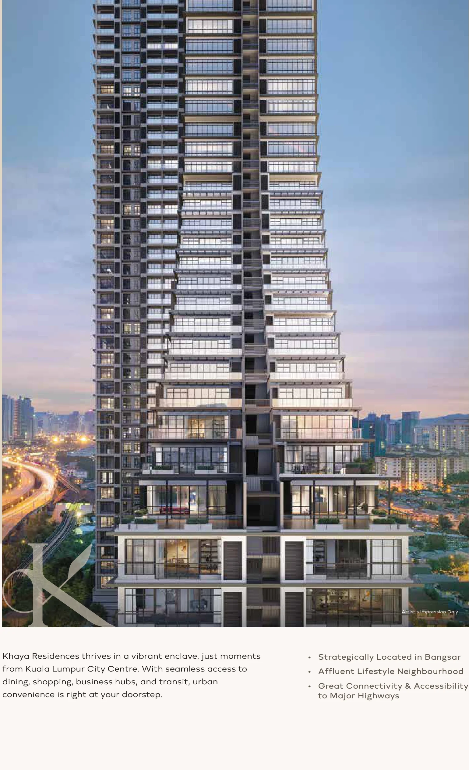 Khaya Residences @ Bangsar tower approach, beside Menara TNB Bangsar, artist's impression