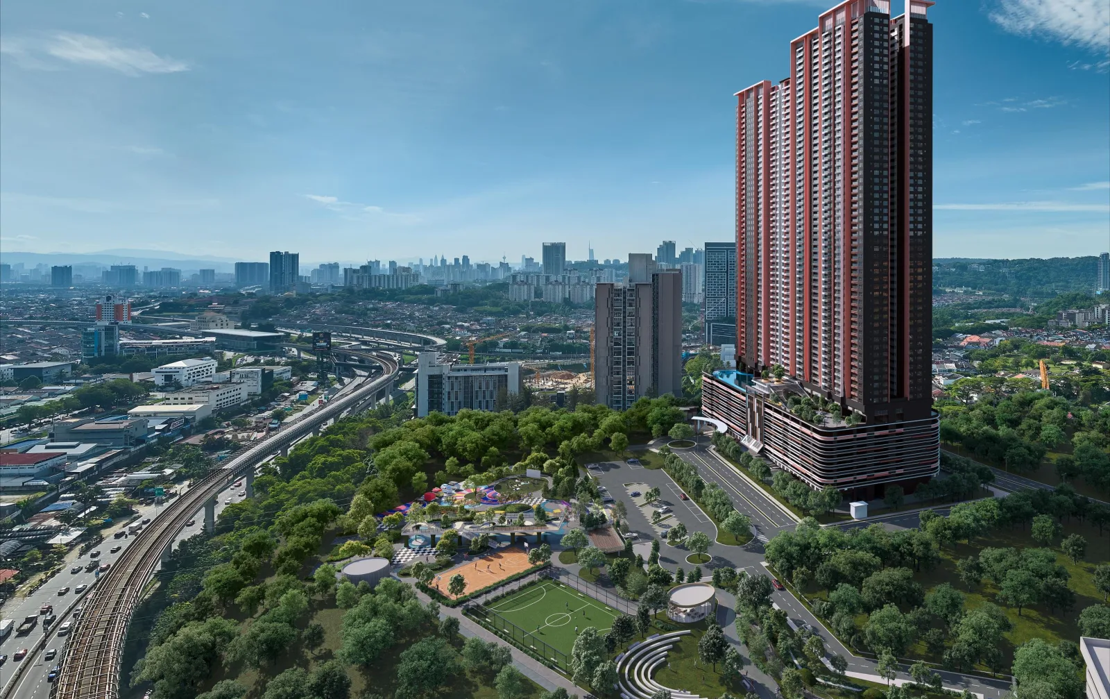 Laverra @ Residensi Seri Damansara twin towers above Senses Park, artist's impression