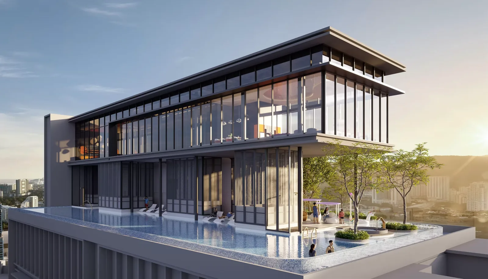 The Lighthauz Phase 2 rooftop sky lounge and pool deck by day