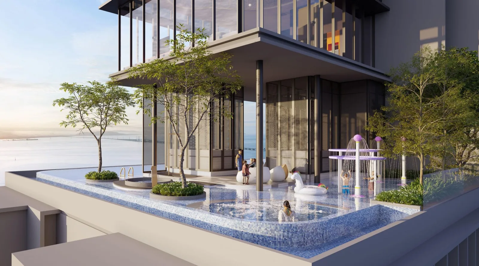 The Lighthauz Phase 2 Level 52 rooftop pool and children's splash deck