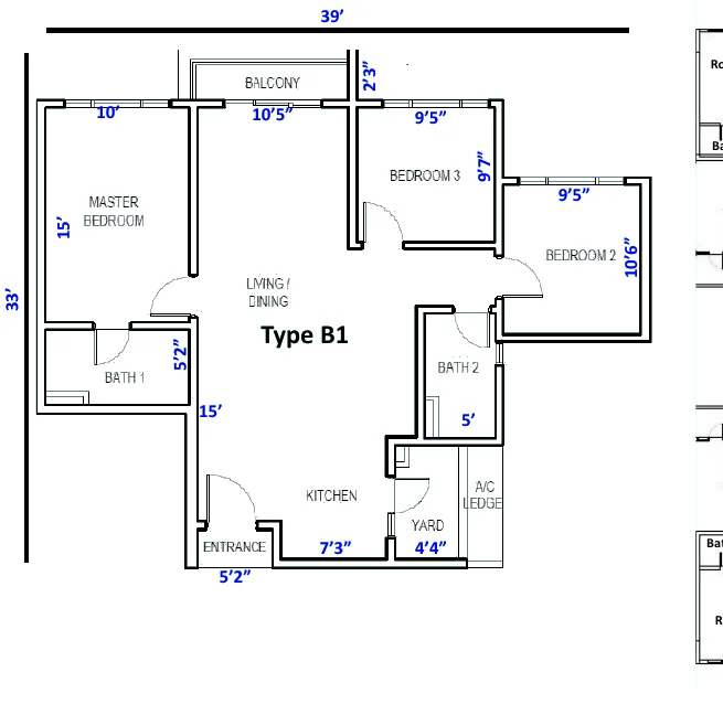 Livista Type B1 floor plan — 1,012 sq ft