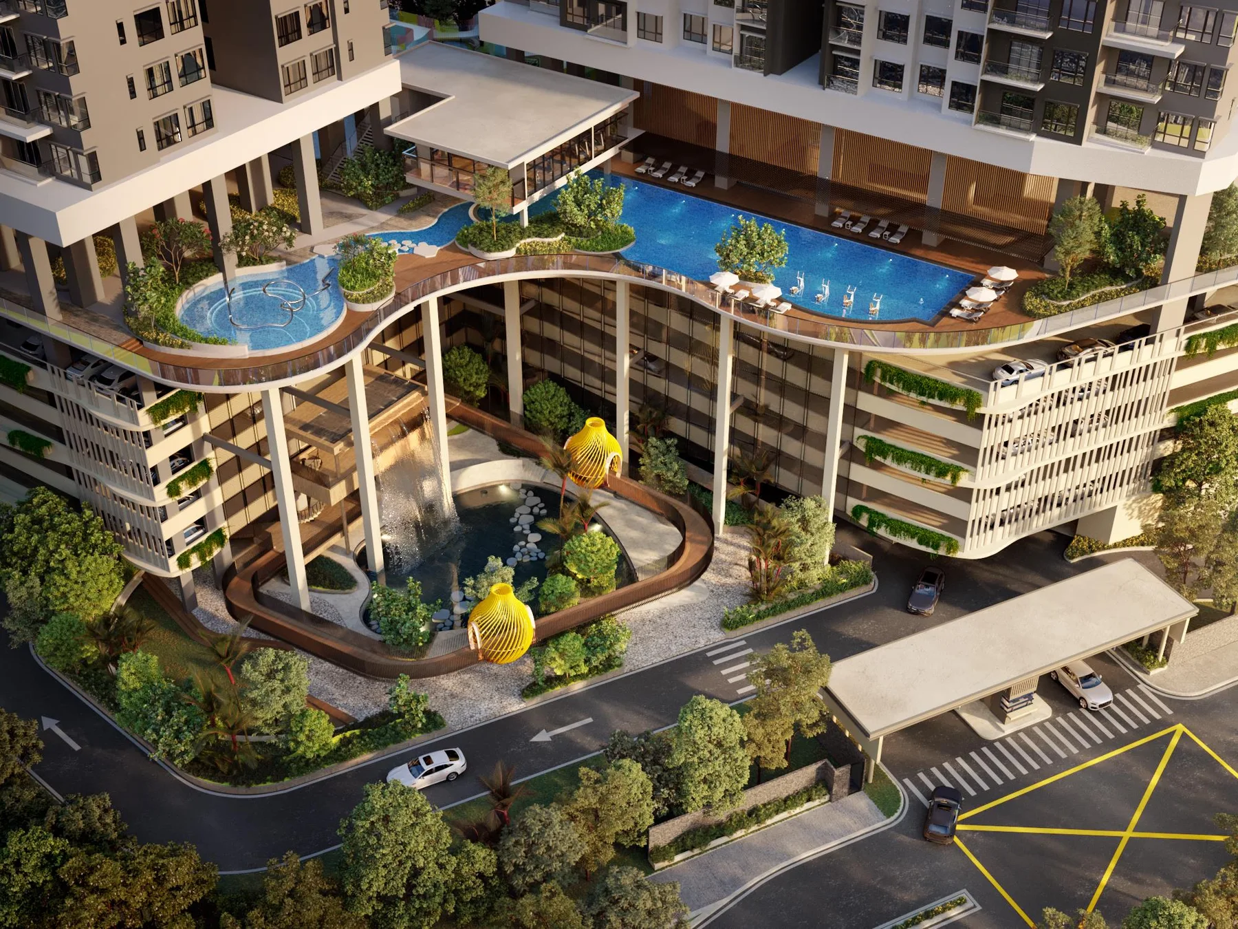 Livista Bandar Sri Damansara aerial view of the podium and 50m lap pool, artist's impression