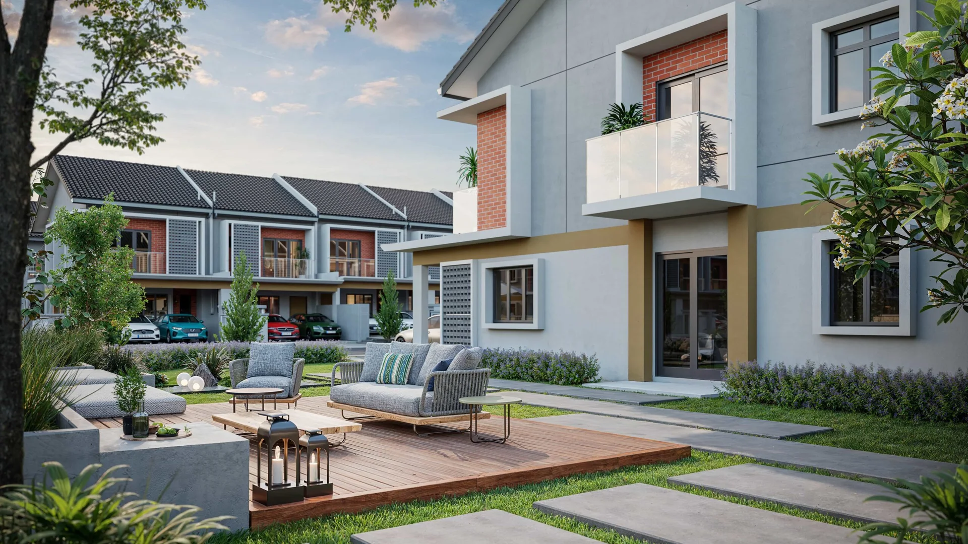 Majestic Flora Semenyih two-storey link home facade with side garden terrace, artist's impression