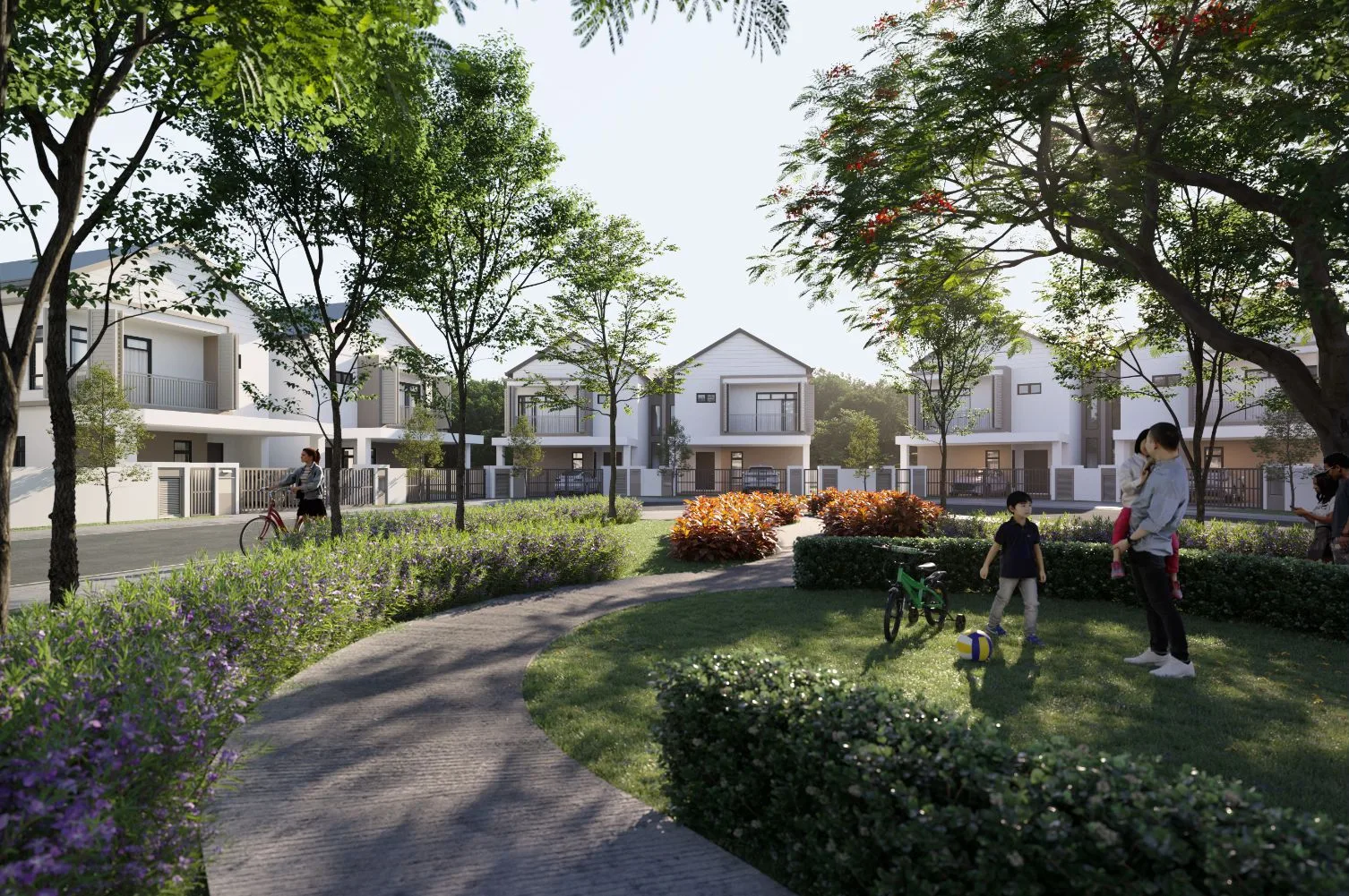 Park and garden path beside the Myra Saujana Park Homes, artist's impression