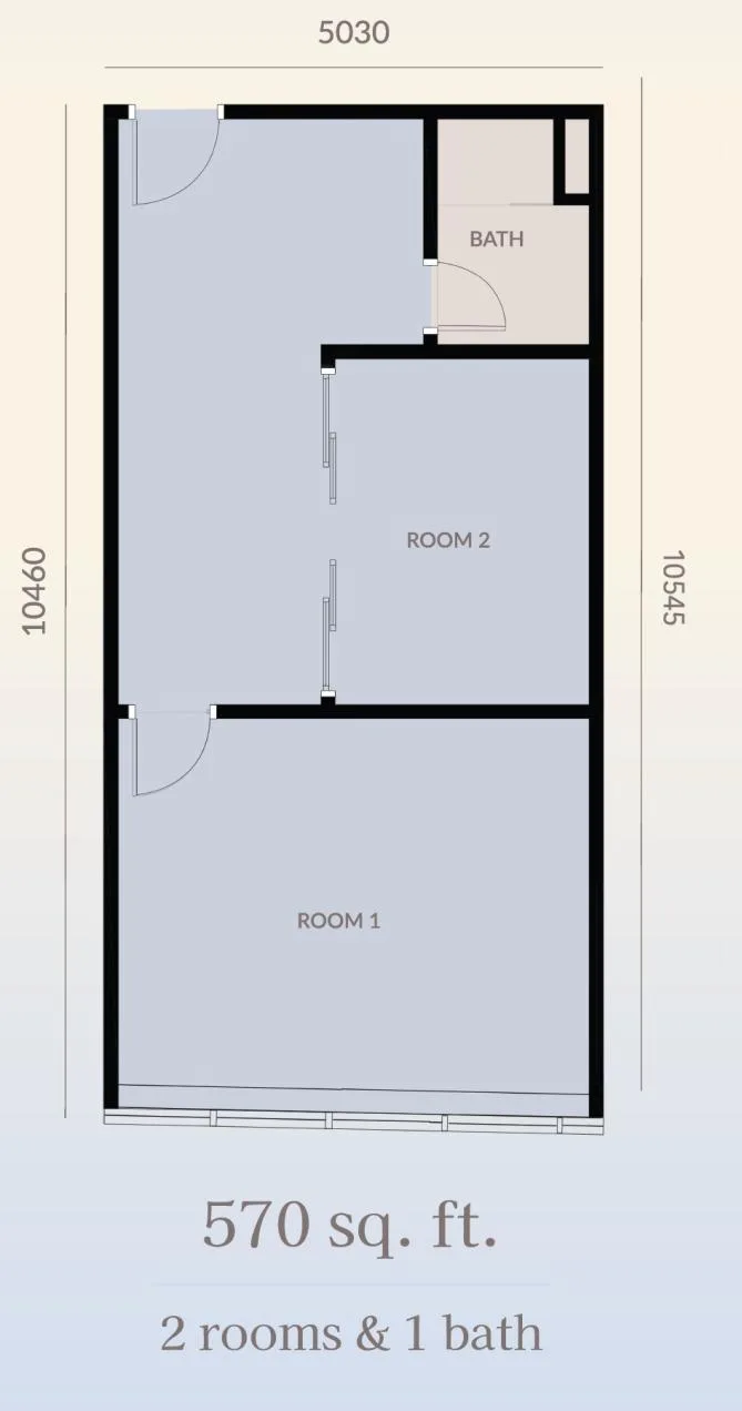 Platinum Premium Suites 2-room 1-bathroom suite floor plan — 570 sq ft