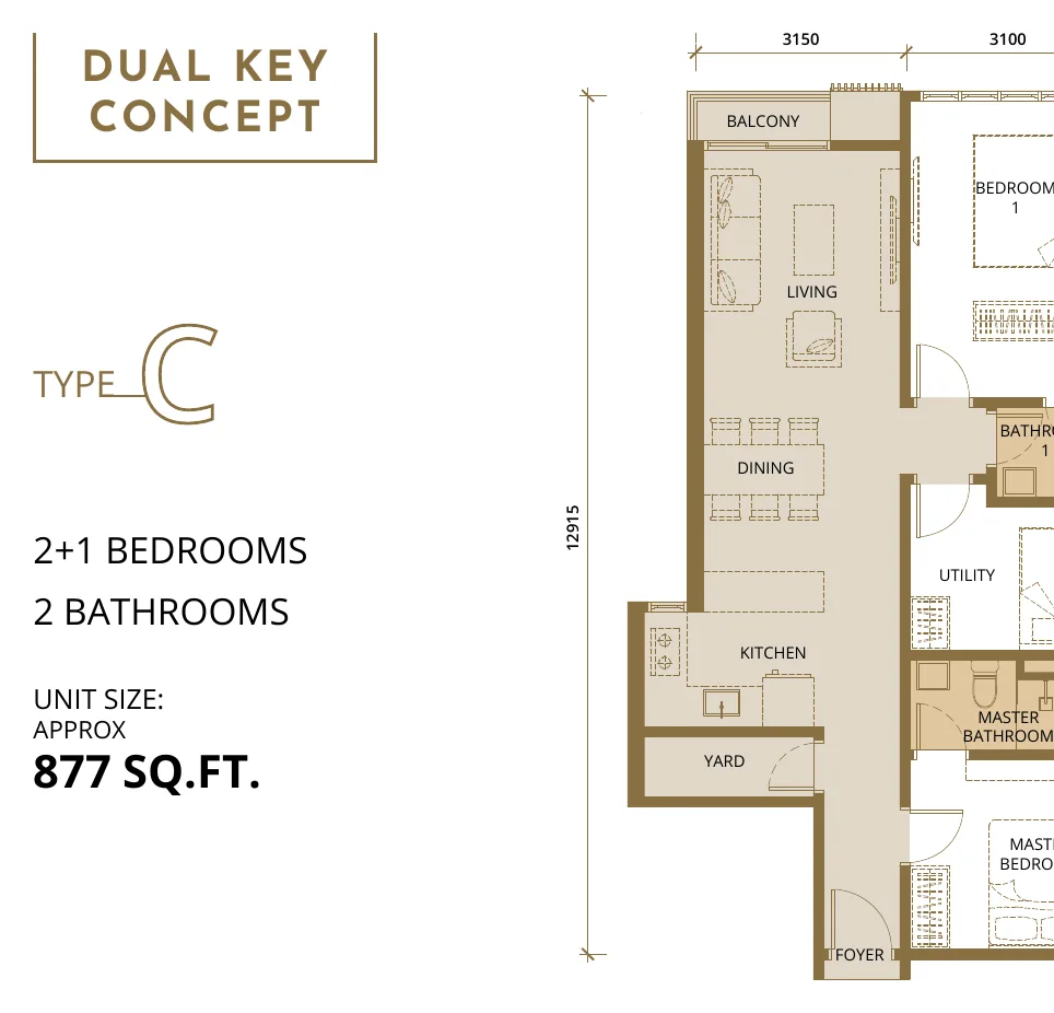 Quartz Type C dual key floor plan
