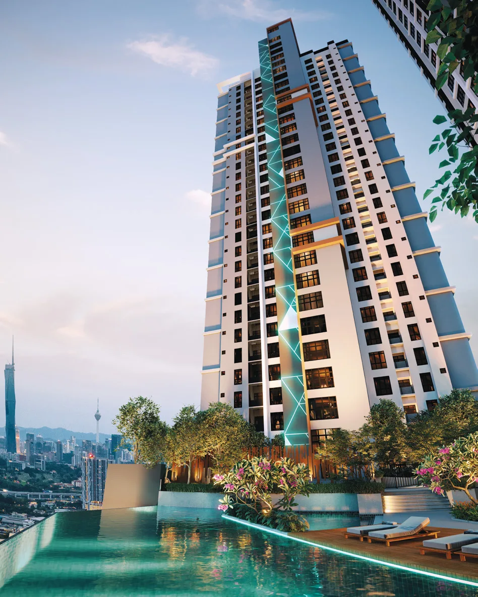 Quartz tower and 25m infinity pool, artist's impression