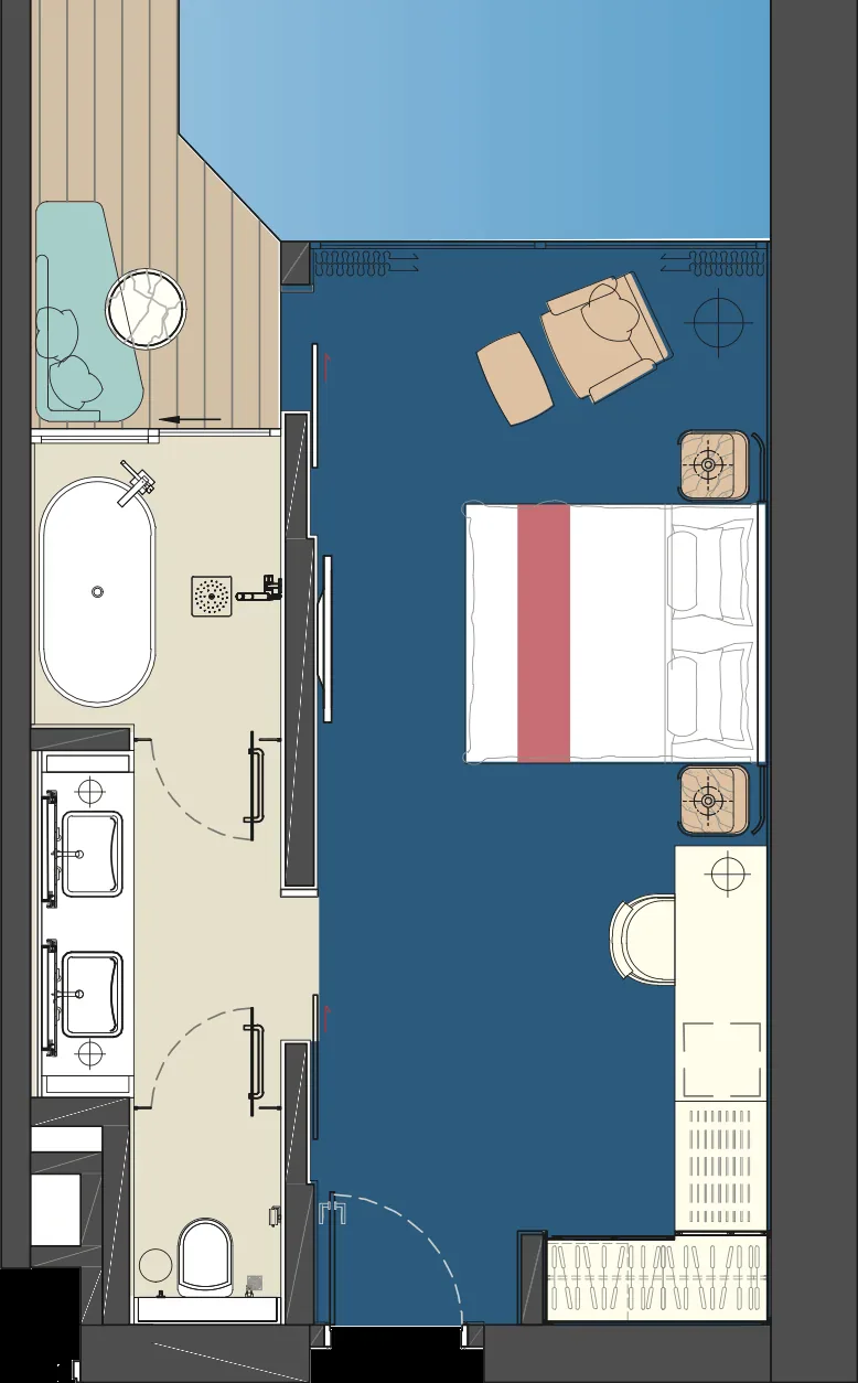 Royal Lexis KLCC Type A floor plan — 573 sq ft, 1 bedroom, with private pool