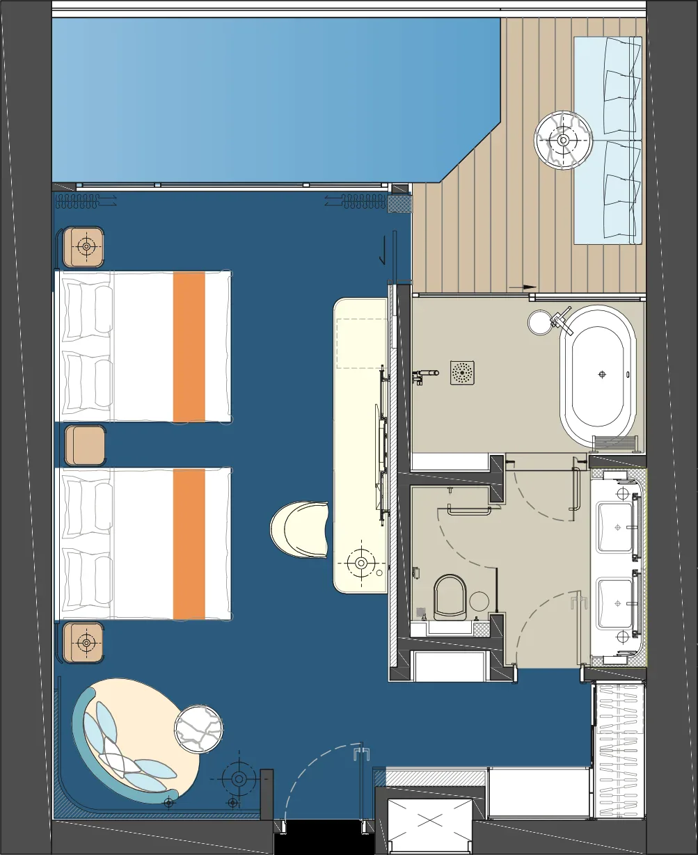 Royal Lexis KLCC Type B floor plan — 802 sq ft, 1 bedroom, with private pool