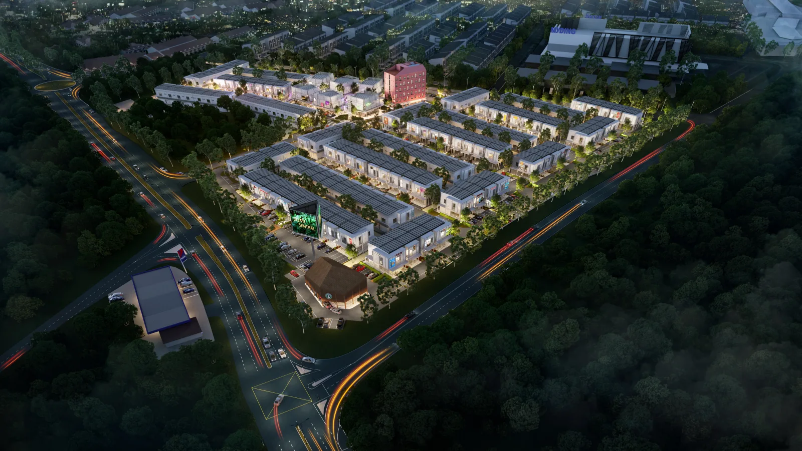 Sejati Sentral @ Sandakan aerial view at night, artist's impression