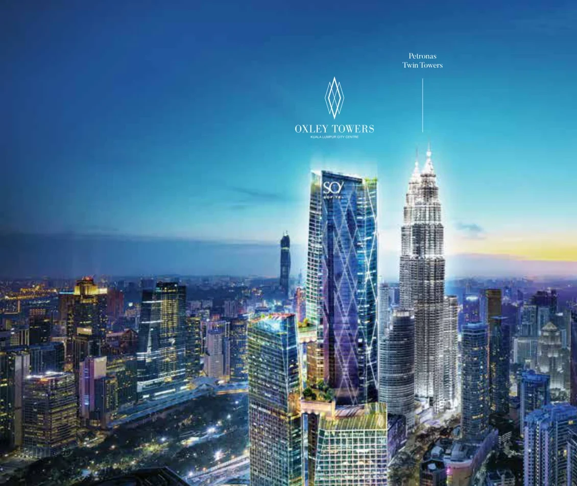 SO/ KL Residences tower exterior at twilight, artist's impression
