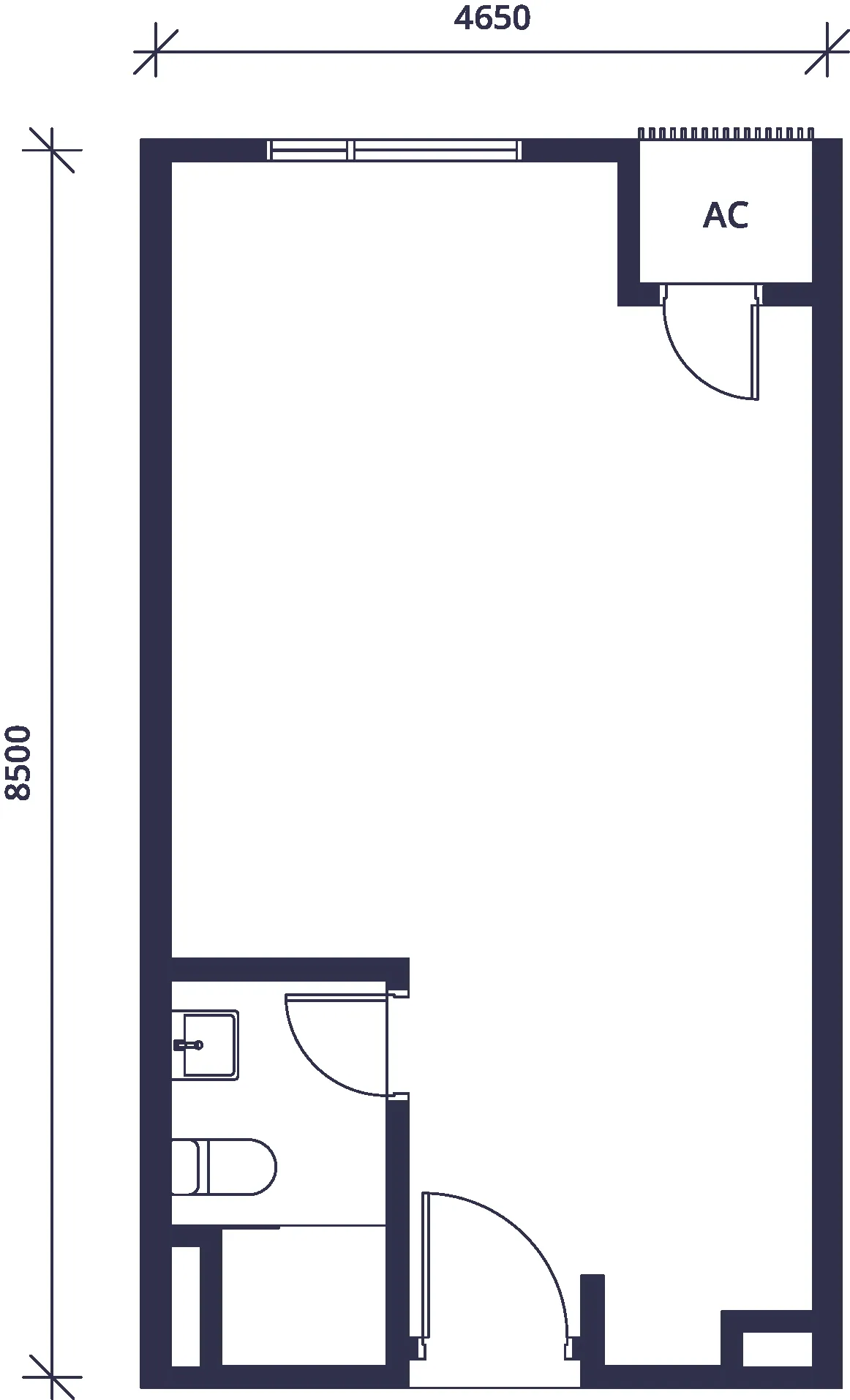 Sutera Suites Type A floor plan, 425 sq ft