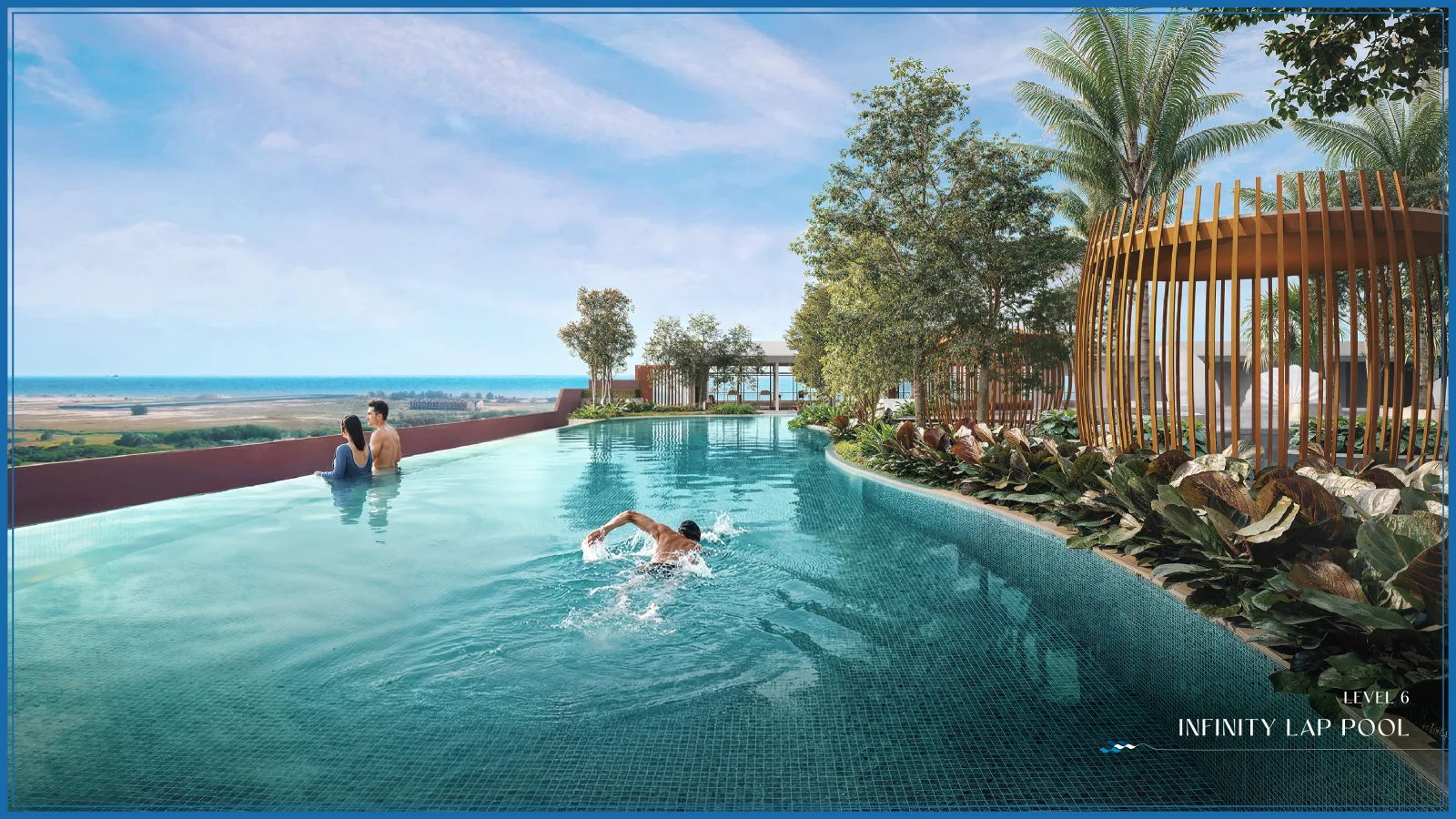 Tagbay Suites infinity lap pool with Melaka sea view, artist's impression