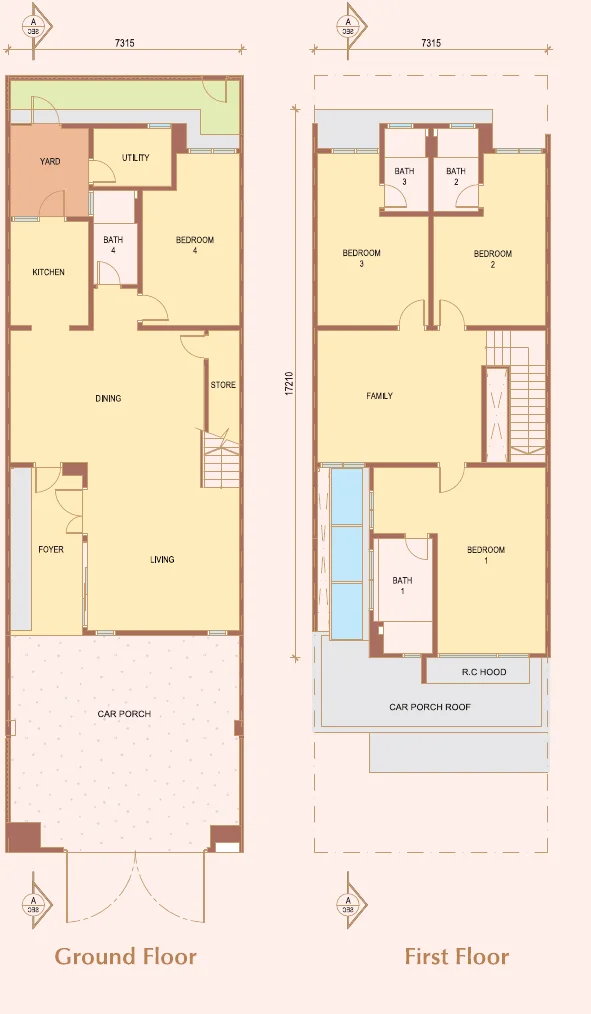 Tilia Residence Type B superlink floor plan — 2,707 to 3,131 sq ft, 4+1 bedrooms