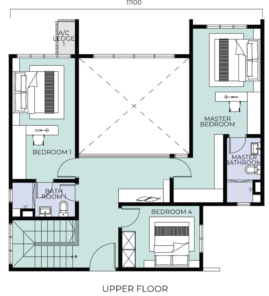 Trinity Nordic Type D duplex floor plan, upper floor