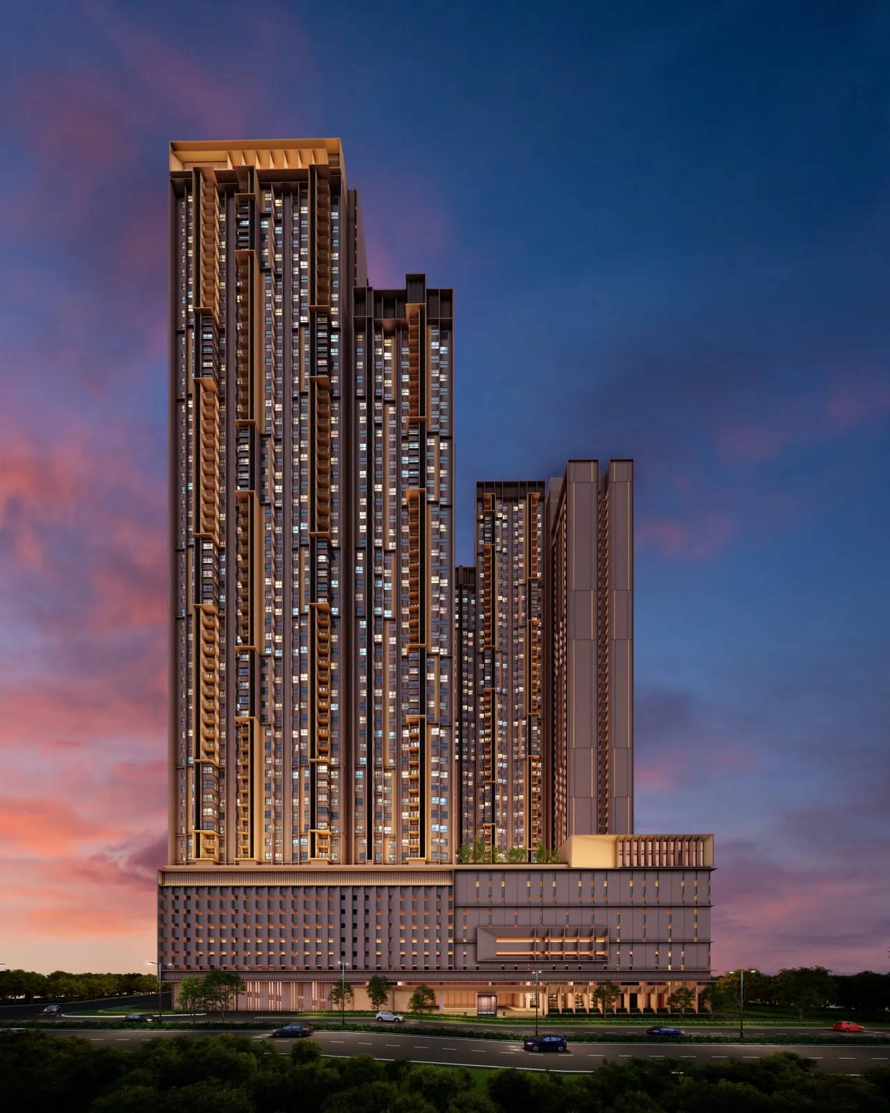 The Vividz @ Bukit Jalil by EXSIM — facade at dusk, artist's impression