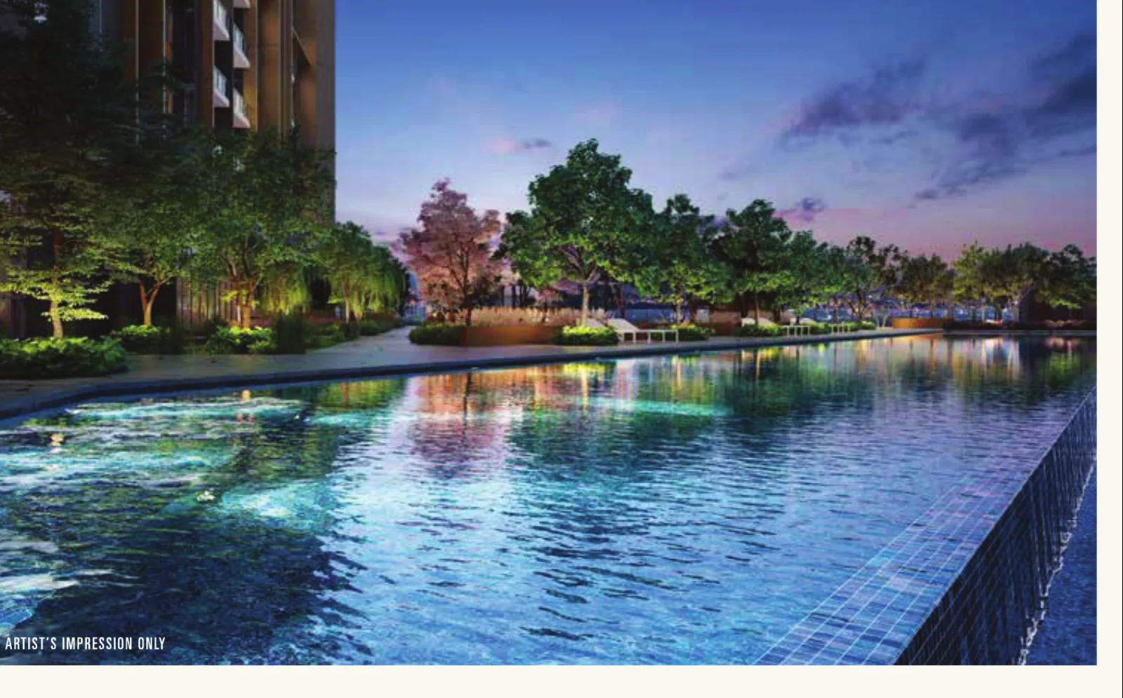 Vox Residence infinity-edge pool at dusk, artist's impression