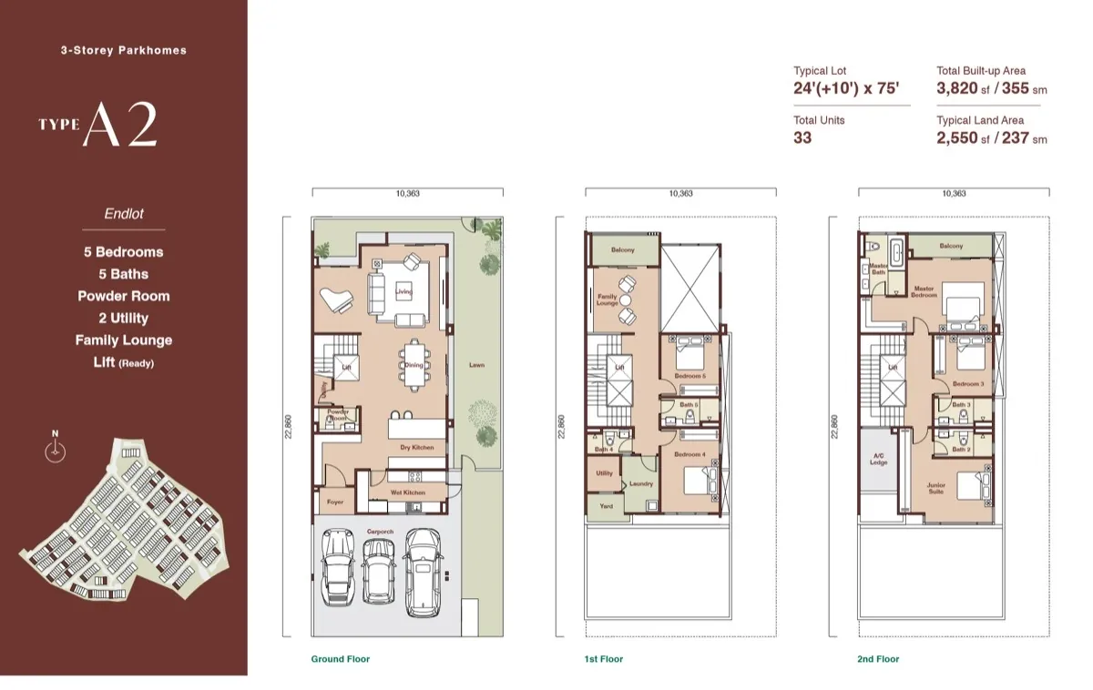 Zenia Parkhomes Type A2 floor plan, artist's impression
